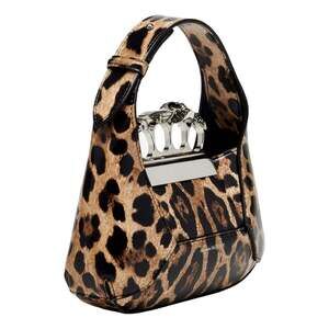 Alexander McQueen Leopard Print Jewelled Shoulder Bag Skull